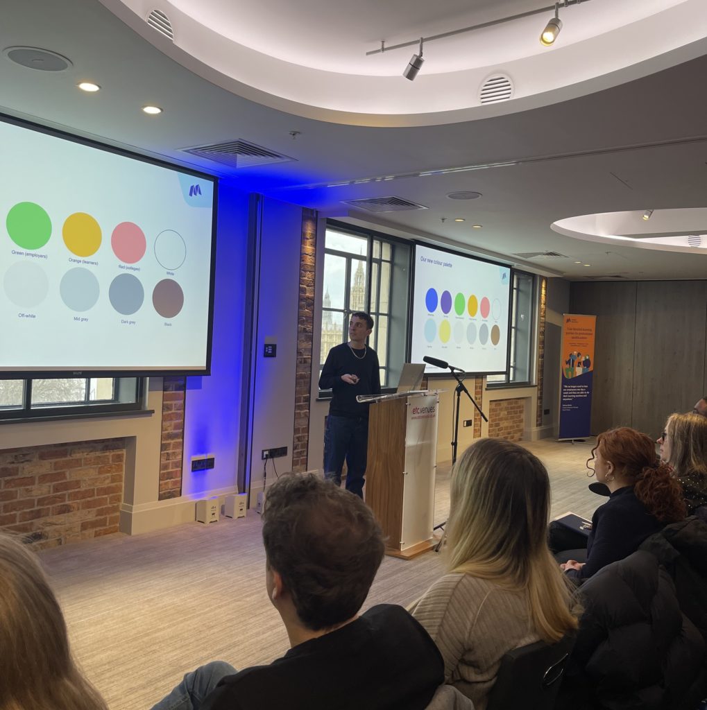 Mindful Education's Senior Graphic Designer presenting at the annual company Winter Conference.