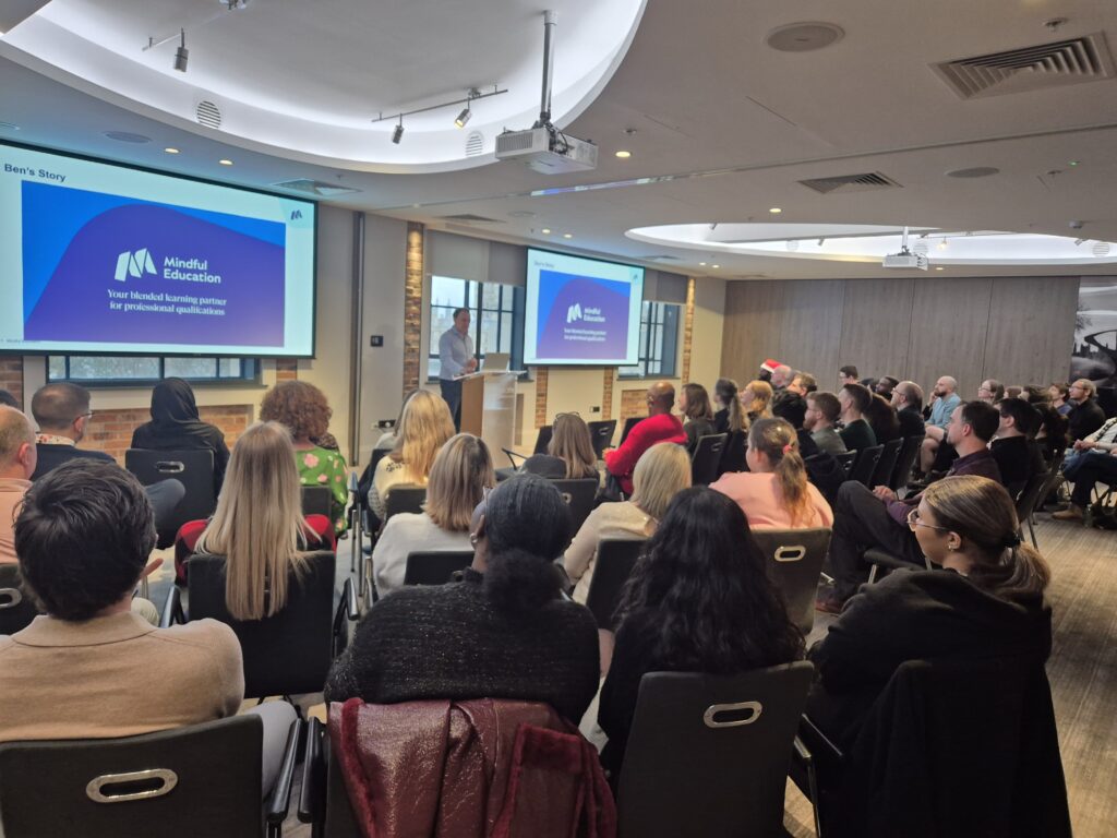 Managing Director of Mindful Education presenting to the company at the annual Winter conference about the developments to our blended learning courses and new partnerships.