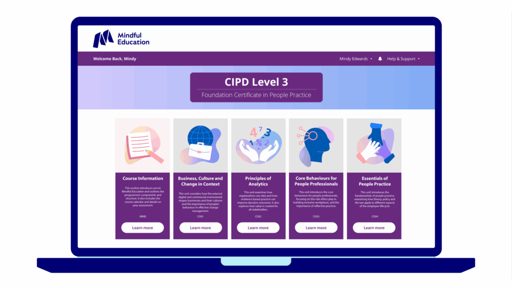 An illustrative image of the Mindful Education virtual learning environment.
