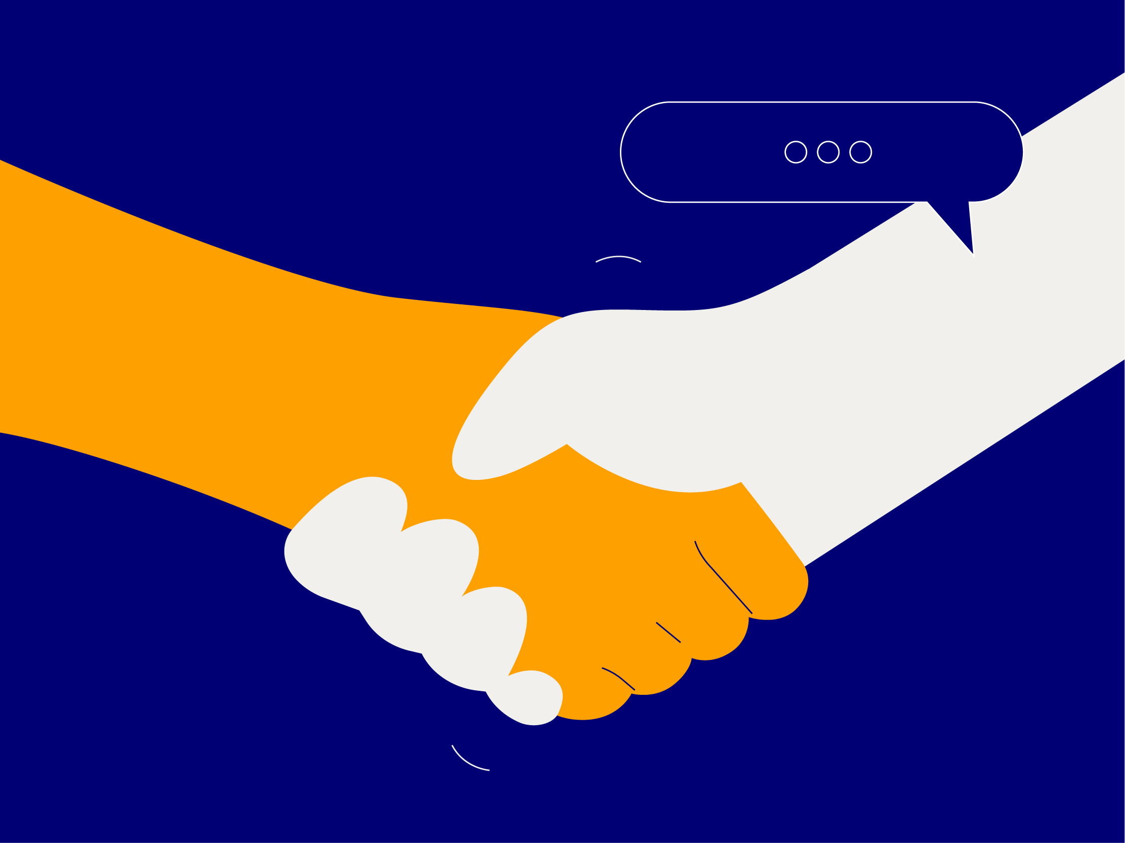 An illustration of two hands shaking, representing partnership and collaboration.